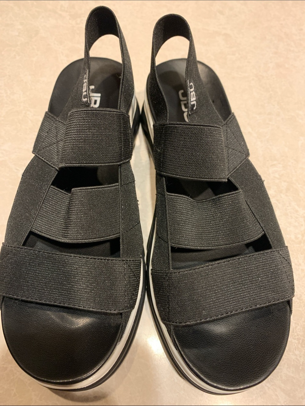 JBU Black Elastic Strap Platform Sandals Size 6.5